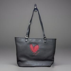 Jewell By Thirty One Tote Grey Embroidered Red Heart & Barbie